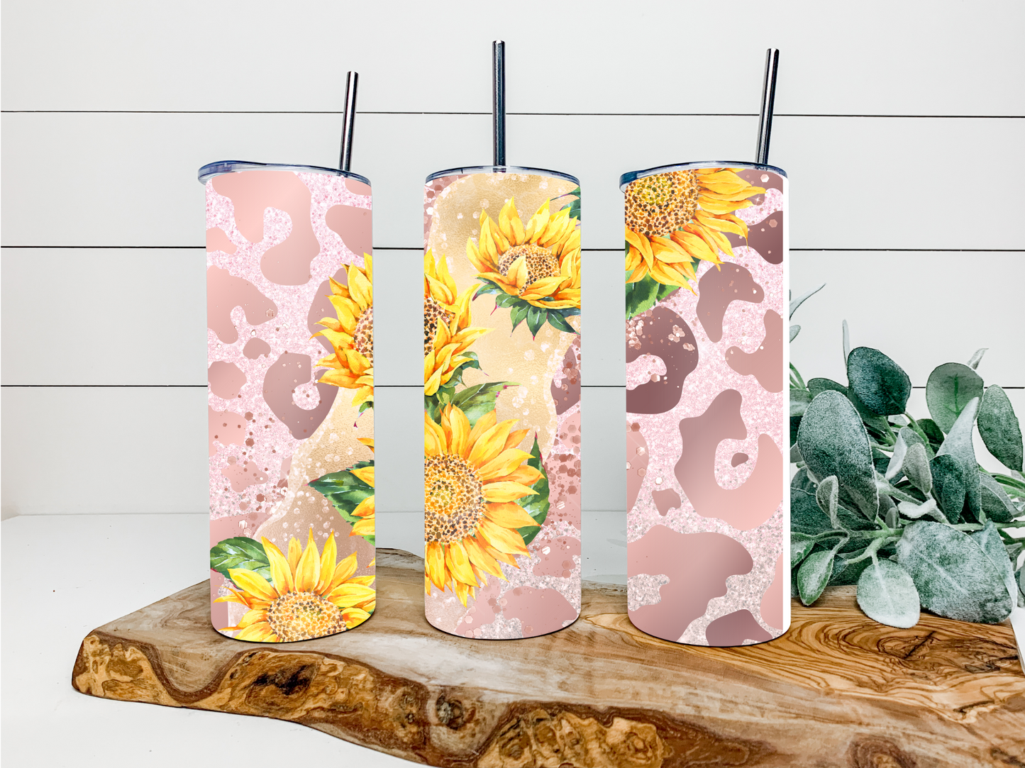 Rose Gold Sunflower Cheetah Duo Tumbler