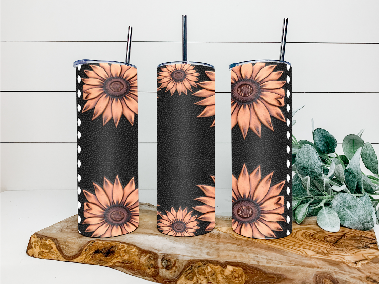 Leather Sunflower Duo Tumbler