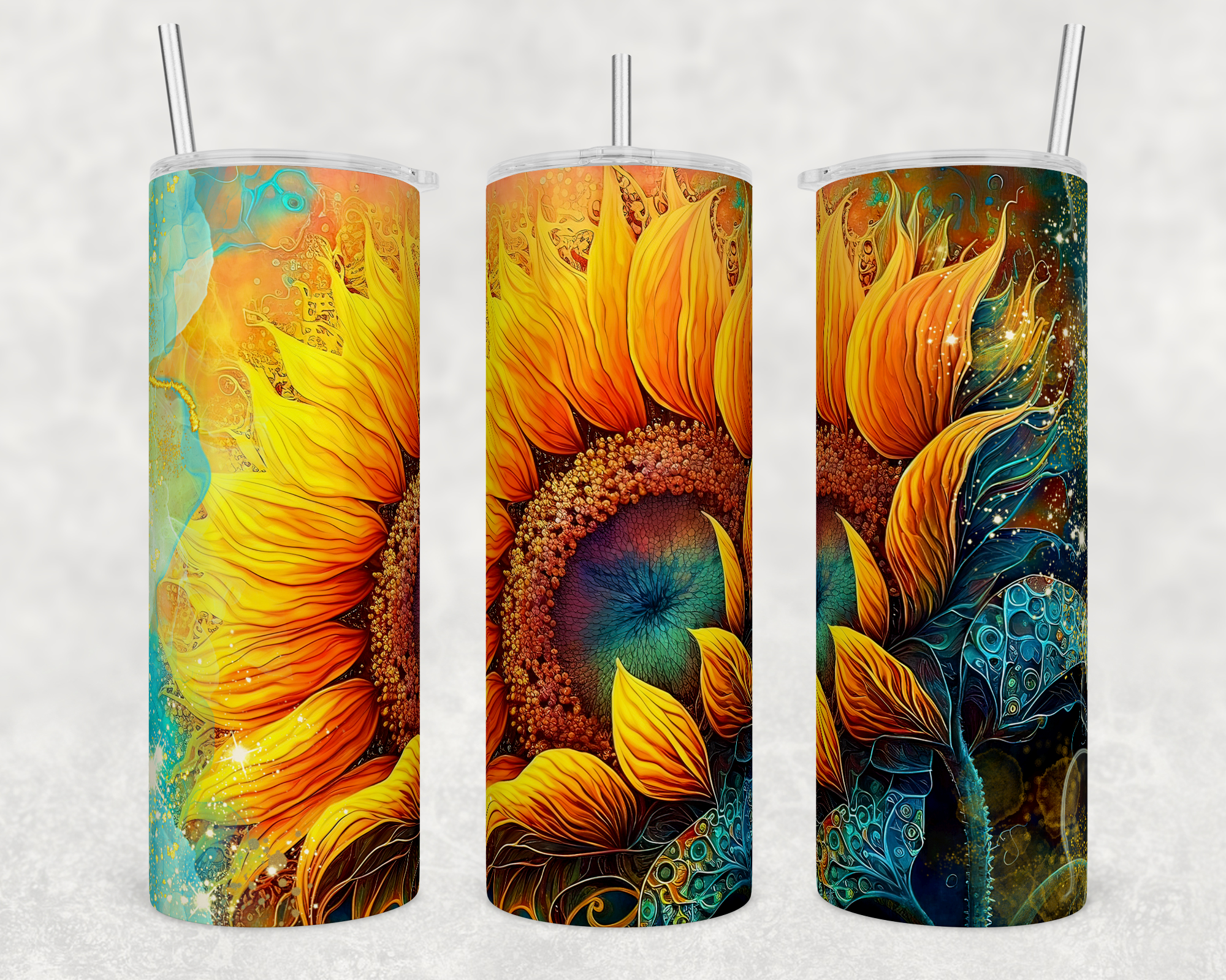 Alcohol Ink Sunflower Duo Tumbler – Little Doe Inspiration